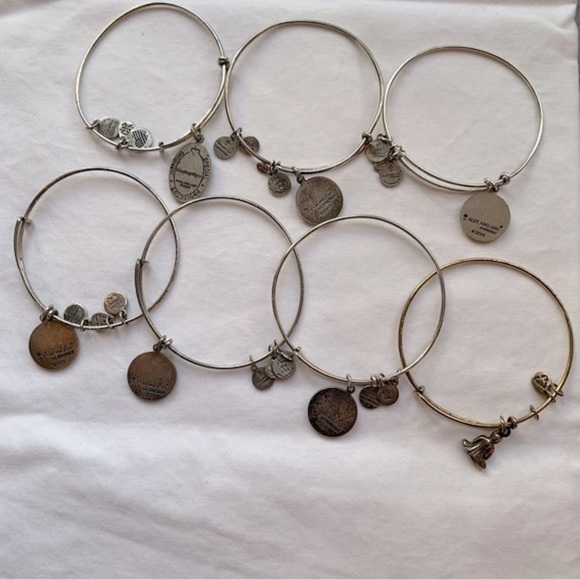 Lot of 7 Alex and Ani Bundle Various Silver and Gold Bracelets with Charms - Picture 2 of 15